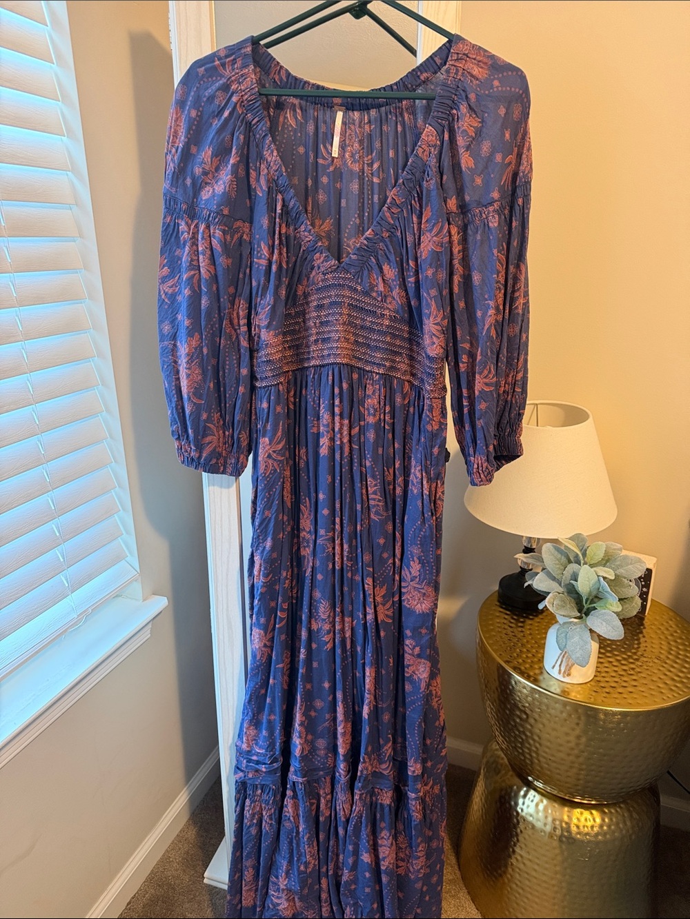 Free People Golden Hour Smocked Maxi Dress M